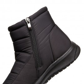 Women's Platform Ankle Boots, Solid Color Thermal Waterproof Snow Boots, Side Zipper Warm Shoes