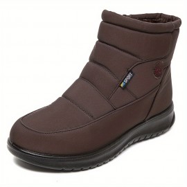 Women's Platform Ankle Boots, Solid Color Thermal Waterproof Snow Boots, Side Zipper Warm Shoes