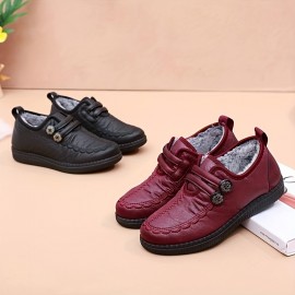 Women's Solid Color Fluffy Shoes, Thermal Lined Platform Soft Sole Shoes, Winter Plush Warm Non-slip Shoes