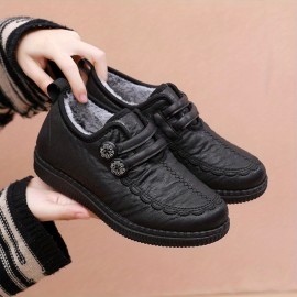 Women's Solid Color Fluffy Shoes, Thermal Lined Platform Soft Sole Shoes, Winter Plush Warm Non-slip Shoes