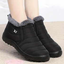 Women's Waterproof Ankle Boots, Thermal Insulated Slip-On Snow Shoes, Plush Lined Winter Warm Short Boots