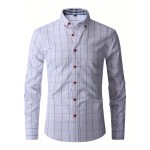 Men's Formal Plaid Design Button Up Shirt, Male Clothes For Spring And Fall Business Occasion, Men's Tops For Beer Festival