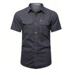 Men's Casual Short Sleeve Multi-pocket Cotton Shirt, Men's Shirt For Summer, Tops For Men