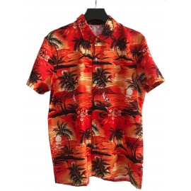 Men's Hawaiian Shirt - Tropical Island Pattern, Short Sleeves, Casual Button Up for Vacation and Beach Resorts