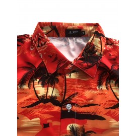 Men's Hawaiian Shirt - Tropical Island Pattern, Short Sleeves, Casual Button Up for Vacation and Beach Resorts