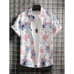 Fashion Flower Pattern Men's Short Sleeve Lapel Hawaiian Shirt For Summer Resort Vacation