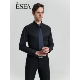 ESEA  European And American Men's Regular Long Sleeve Shirt Formal Dress With Pocket Wrinkle Free Buckle Solid Large Business Workers Shirt Color Multi Choice Commuter Shirt Top  Men's Twill Plain Plain Long-sleeved Shirts