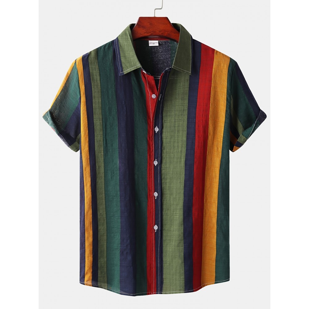 New Men's Striped Casual Short Sleeve Shirt