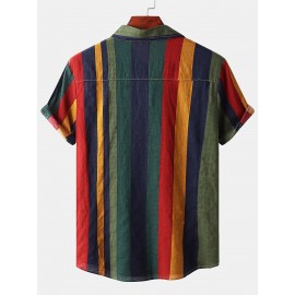 New Men's Striped Casual Short Sleeve Shirt