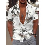 Men's Coconut Trees Print Shirt Hawaiian Casual Short Sleeve Shirt For Summer, Men's Clothing