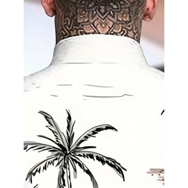 Men's Coconut Trees Print Shirt Hawaiian Casual Short Sleeve Shirt For Summer, Men's Clothing