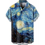 Starry Night Print Men's Casual Short Sleeve Shirt, Men's Shirt For Summer Vacation Resort