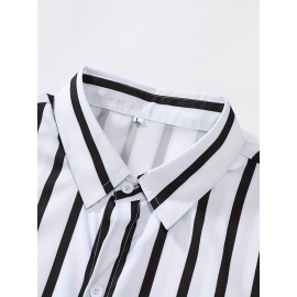 Holiday Style Striped Men's Short Sleeve Lapel Shirt For Summer Outdoor