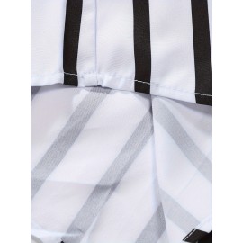 Holiday Style Striped Men's Short Sleeve Lapel Shirt For Summer Outdoor