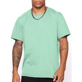 Casual Solid Color Men's Short Sleeve Round Neck Daily T-shirt For Summer, Tops As Gifts