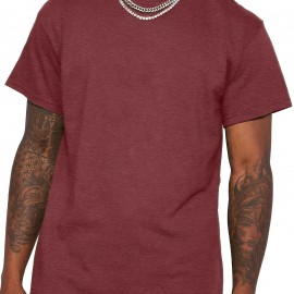 Casual Solid Color Men's Short Sleeve Round Neck Daily T-shirt For Summer, Tops As Gifts