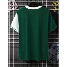 Men's Stretch Color Block T-Shirt - Casual Street Style Tee For Summer Comfort