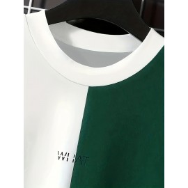 Men's Stretch Color Block T-Shirt - Casual Street Style Tee For Summer Comfort