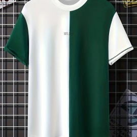 Men's Stretch Color Block T-Shirt - Casual Street Style Tee For Summer Comfort