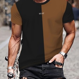 Men's Stretch Color Block T-Shirt - Casual Street Style Tee For Summer Comfort