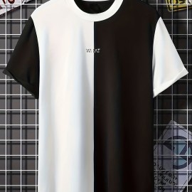 Men's Stretch Color Block T-Shirt - Casual Street Style Tee For Summer Comfort