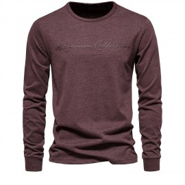 Men's Cotton Letter Print Long Sleeve T-Shirt