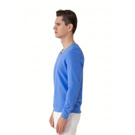 Men's Long Sleeve Solid Henley Tee, Casual V-neck Henley T-Shirt, Tops For Men