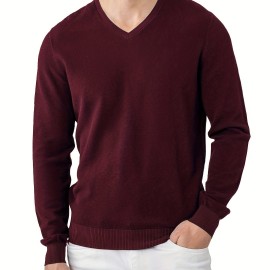 Men's Long Sleeve Solid Henley Tee, Casual V-neck Henley T-Shirt, Tops For Men