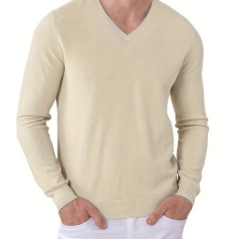 Men's Long Sleeve Solid Henley Tee, Casual V-neck Henley T-Shirt, Tops For Men