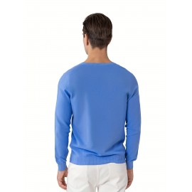 Men's Long Sleeve Solid Henley Tee, Casual V-neck Henley T-Shirt, Tops For Men