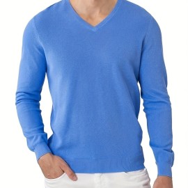 Men's Long Sleeve Solid Henley Tee, Casual V-neck Henley T-Shirt, Tops For Men