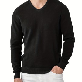 Men's Long Sleeve Solid Henley Tee, Casual V-neck Henley T-Shirt, Tops For Men