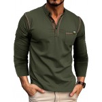 Retro Henley Shirt, Men's Casual V-Neck Pullover Long Sleeve Tshirts For Spring Fall, Men's Clothing