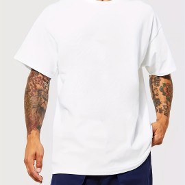 Men's Fashion Sports T-shirt, Casual Stretch Round Neck Tee Shirt For Summer