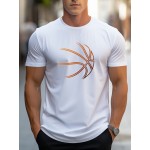 Basketball Graphic Print Men's Creative Top, Casual Short Sleeve Crew Neck T-shirt, Men's Clothing For Summer Outdoor