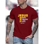 JESUS Themed Letter Print Men's T-shirt For Summer Outdoor, Casual Male Clothing, Gift For Christian