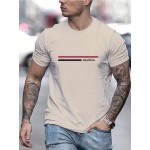 2 Color Bars Print T Shirt, Tees For Men, Casual Short Sleeve Tshirt For Summer Spring Fall, Tops As Gifts