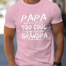 Papa & Grandpa Letter Print Men's T-shirt, Crew Neck Short Sleeve Tops, Graphic Tee Men's Summer Clothes, Men's Outfits