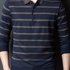 Men's Fashionable Spring And Autumn Spliced â€‹â€‹Striped Shirt, Slim-fitting Thin Top, Can Be Worn Outdoors In Spring And Autumn