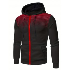 Men's Hooded Jacket Contrast Color Casual Long Sleeve Hoodies With Zipper Hooded Coat For Autumn Winter