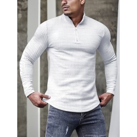 Men's V Neck Waffle Sweatshirt For Men Solid Sweatshirts For Spring Fall Long Sleeve Tops