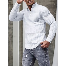 Men's V Neck Waffle Sweatshirt For Men Solid Sweatshirts For Spring Fall Long Sleeve Tops