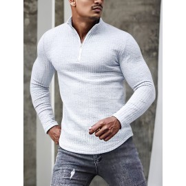 Men's V Neck Waffle Sweatshirt For Men Solid Sweatshirts For Spring Fall Long Sleeve Tops