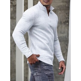 Men's V Neck Waffle Sweatshirt For Men Solid Sweatshirts For Spring Fall Long Sleeve Tops