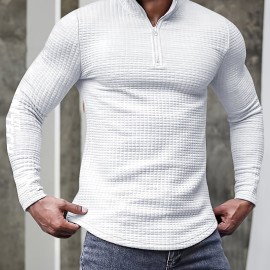 Men's V Neck Waffle Sweatshirt For Men Solid Sweatshirts For Spring Fall Long Sleeve Tops