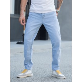 Men's Solid Color Casual Straight Slim Jeans