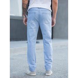 Men's Solid Color Casual Straight Slim Jeans