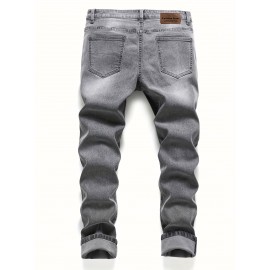 Men's Casual Ripped Skinny Jeans, Chic Street Style Stretch Denim Pants