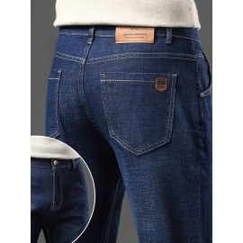 Men's Semi-formal Jeans, Classic Design Stretch Jeans For Business