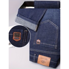 Men's Semi-formal Jeans, Classic Design Stretch Jeans For Business